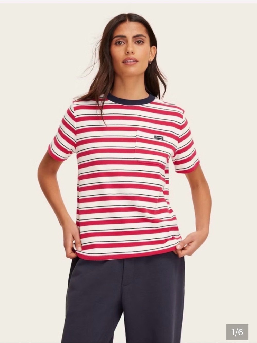 Parke X target Striped Short-Sleeve Pocket Tee - Red & White